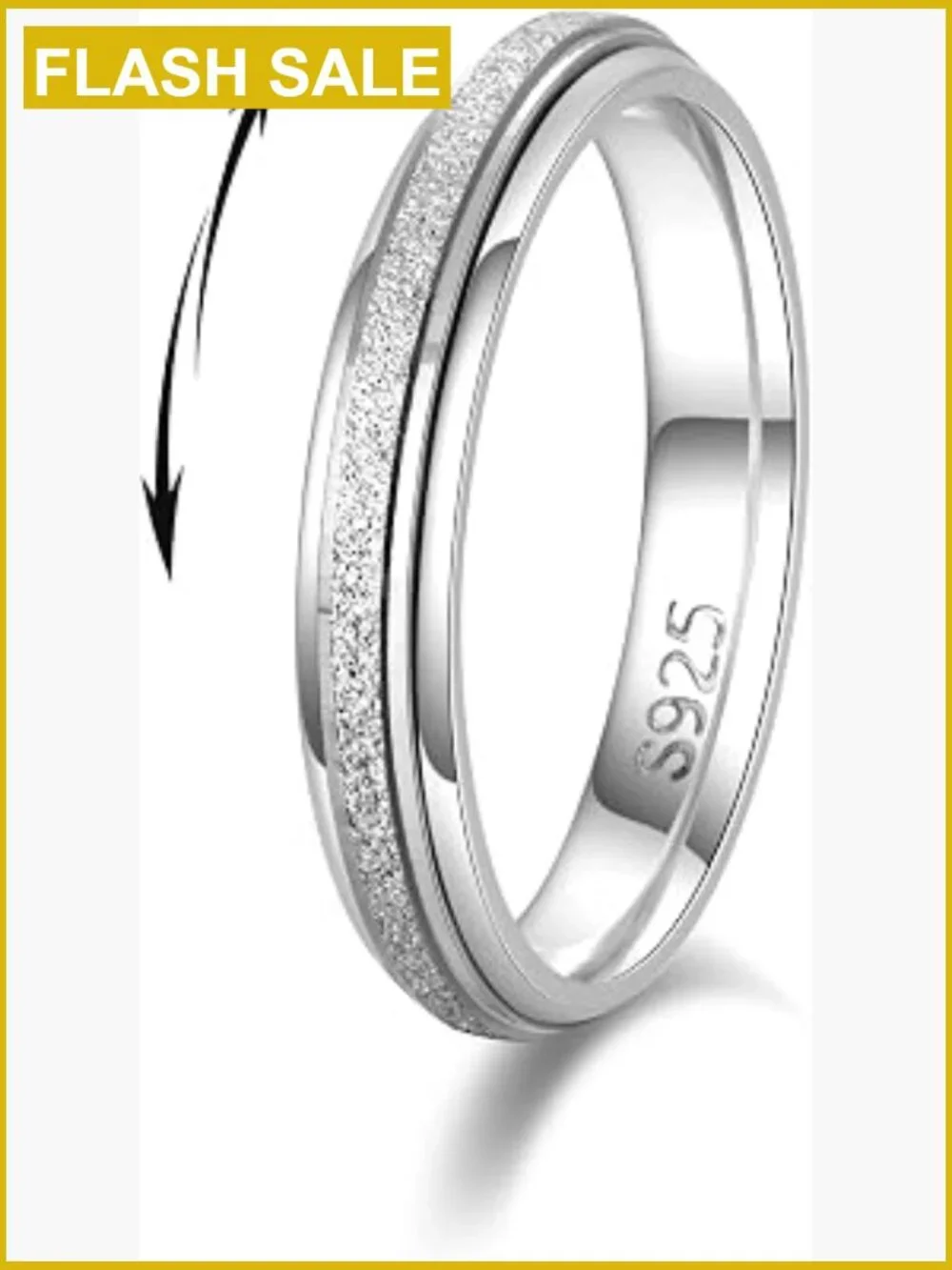 925 Sterling Silver Fidget Ring Spinner Ring for Anxiety Stress Relief